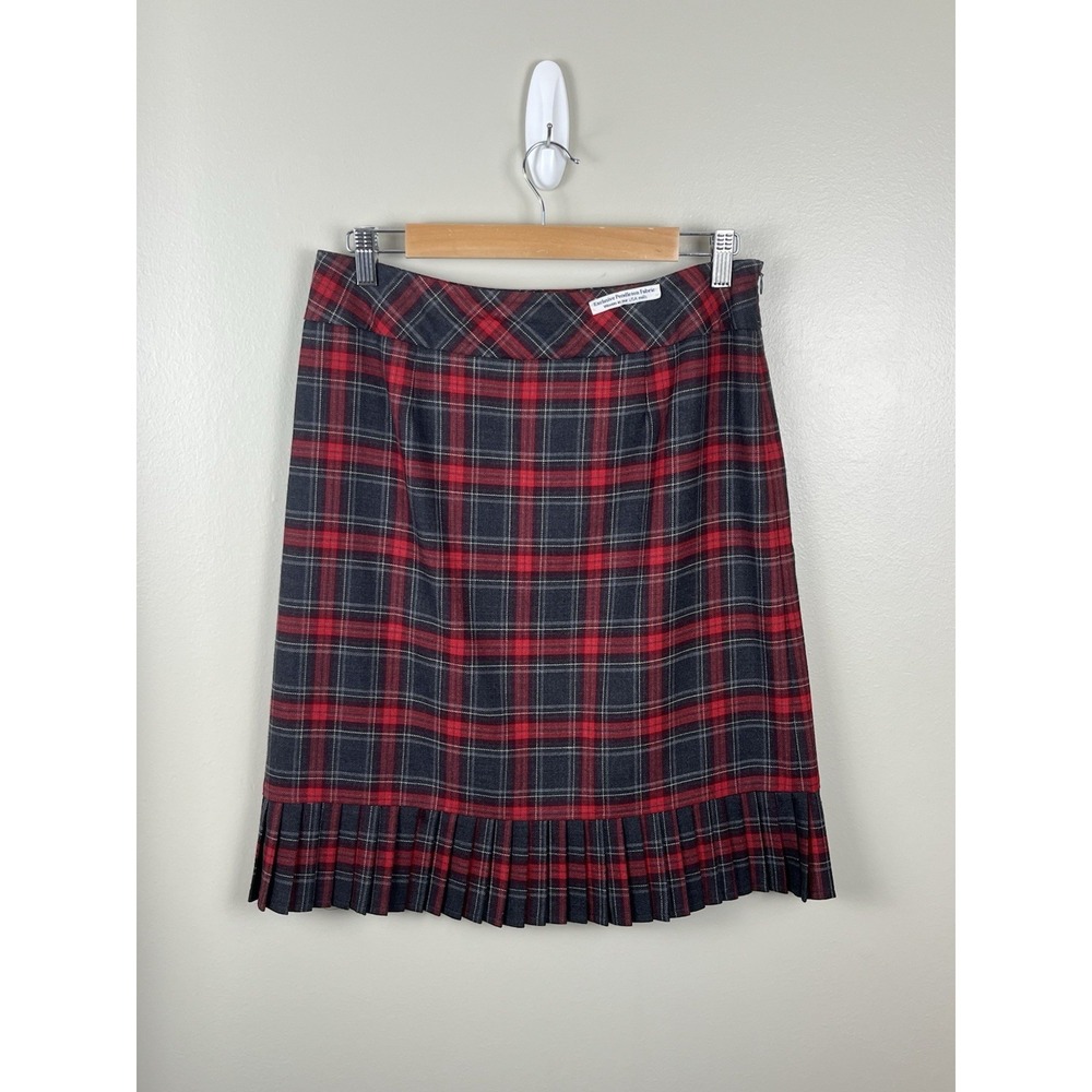 Pendleton NWOT Women's Skirt Sz 10 Red Gray Plaid Wool Pleated Academia USA Made